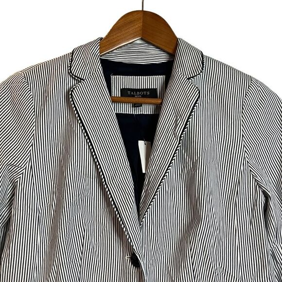 NWT! Talbots navy & white striped blazer. Size 6P - Picture 2 of 10
